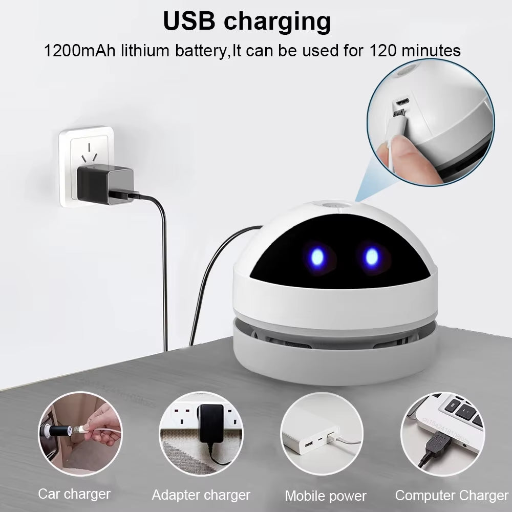 Car Vacuum Cleaner Portable Mini Table Vacuum Cleaner for Car Desk Office Dust Sweeper USB Charging Desktop Vacuum Cleaner