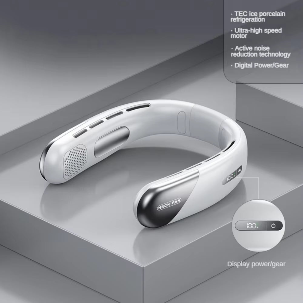 Portable Neck Fan Rechargeable Hands Free Bladeless Fan Wearable Personal Fan Leafless 5 Speeds