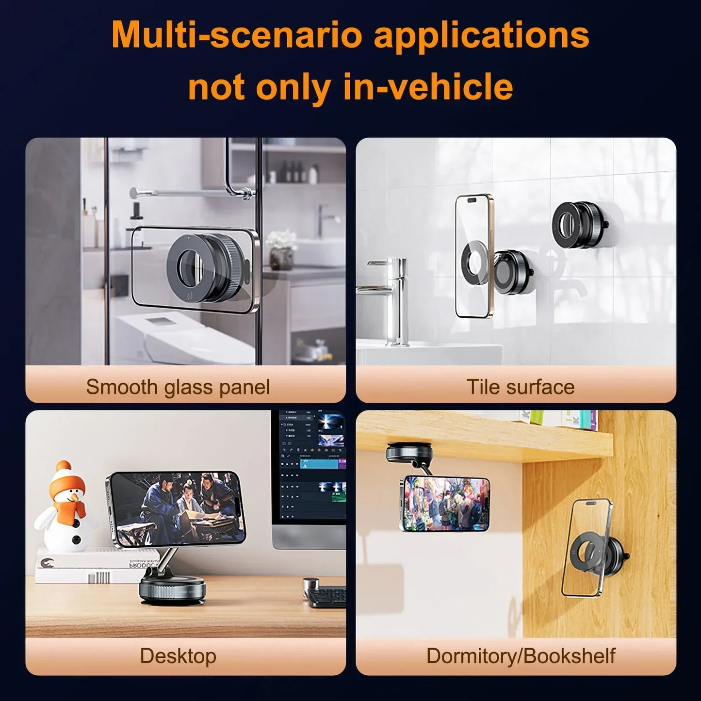 Xiaomi Strong Magnetic Car Phone Holder Vacuum Adsorption Phone Car Holder 360° Rotation for Car Desk Bathroom Magnetic Bracket